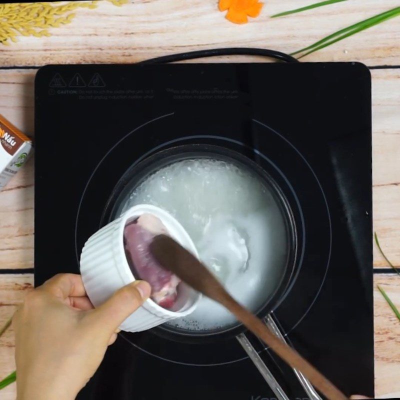 Step 2 Cook the porridge Duck porridge with taro