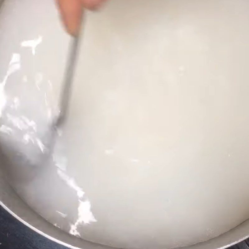 Step 5 Cook white porridge Beef porridge with water spinach for weaning