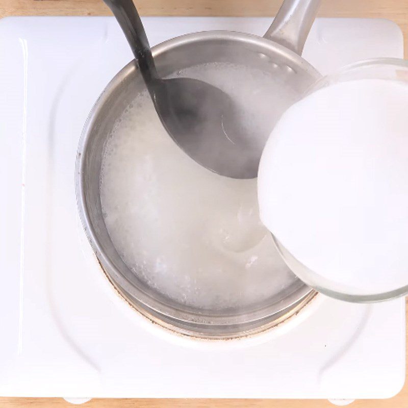 Step 2 Cooking the pink jelly layer Pink rose jelly 2 layers