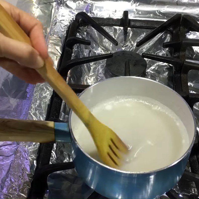 Step 1 Cook coconut milk Grilled Coffee Cake