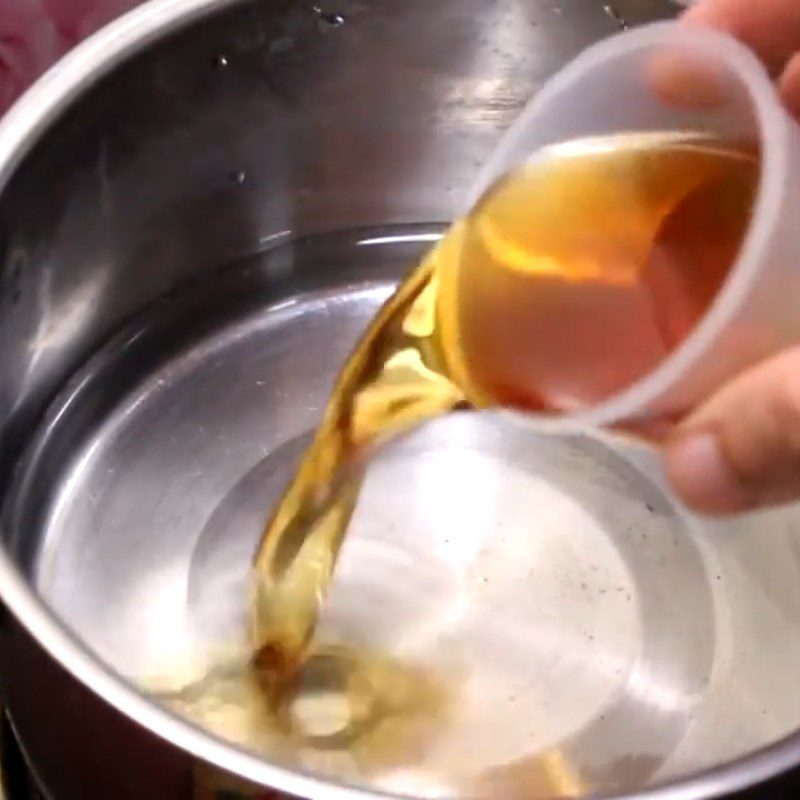 Step 4 Cook the soaking liquid Pork skin (bì heo) soaked with lemongrass and calamondin