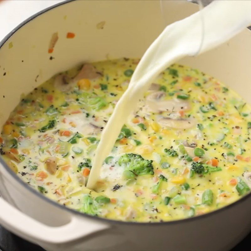 Step 3 Cook the soup Creamy mixed vegetable soup