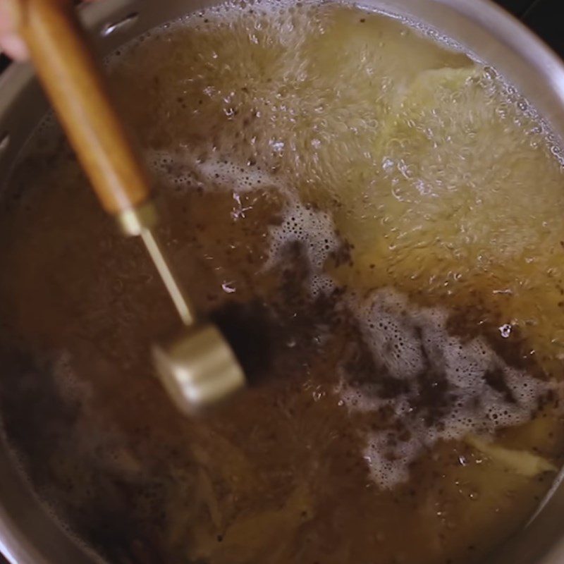 Step 2 Boil tea with ginger, cinnamon, and mint leaves Chai tea