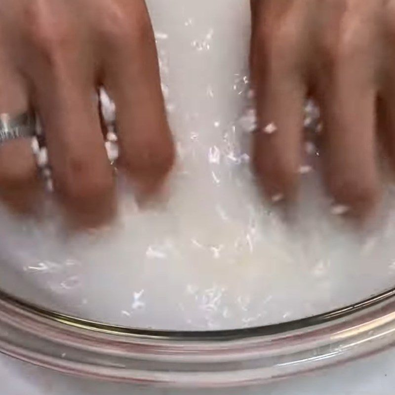 Step 1 Soak the rice for Coconut Butterfly Pea Flower Sticky Rice using a rice cooker