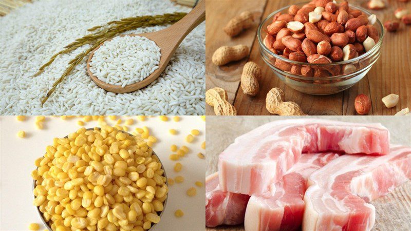 Ingredients for the salty mung bean cake with salted egg filling