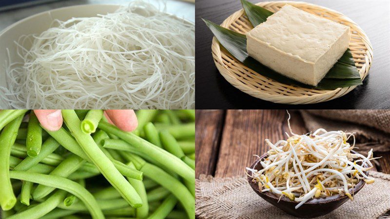 Ingredients for vegetarian fried rice noodles