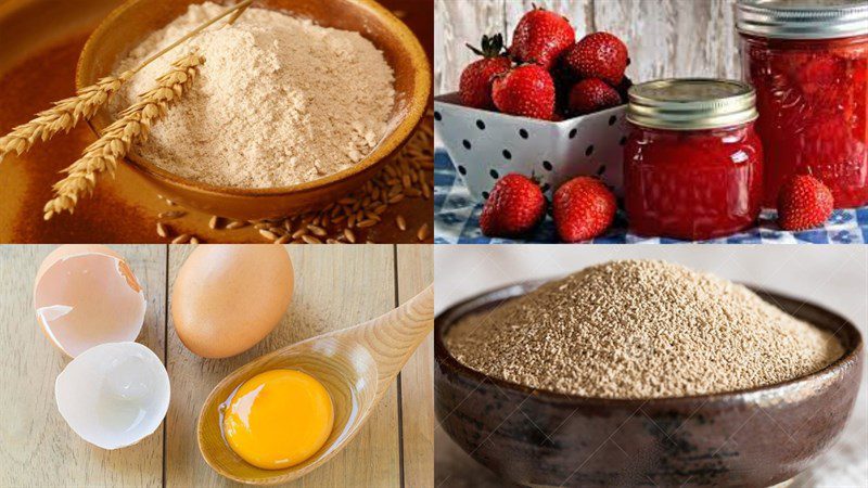 Ingredients for mini strawberry-filled bread