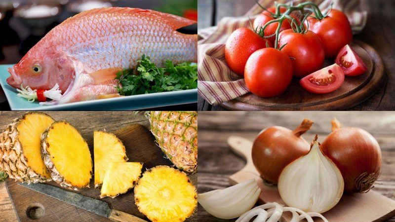 Ingredients for sweet and sour red tilapia soup