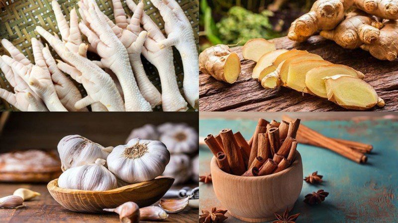 Ingredients for spicy stir-fried chicken feet