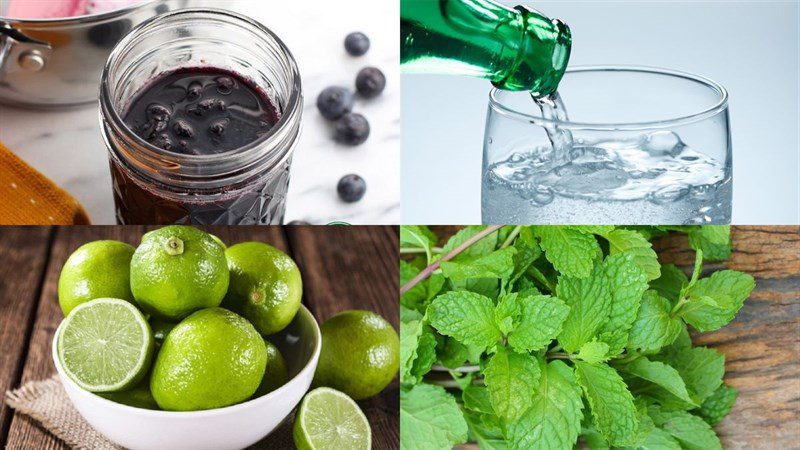 Ingredients for blueberry soda dish