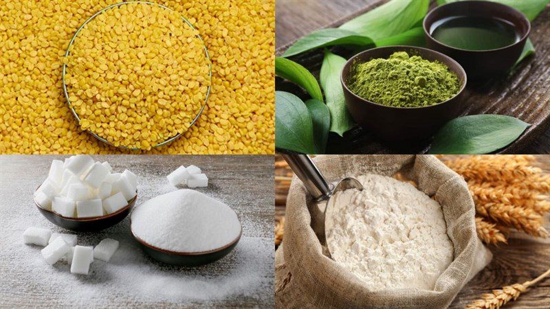 Ingredients for baked mooncake with mung bean filling using rice cooker