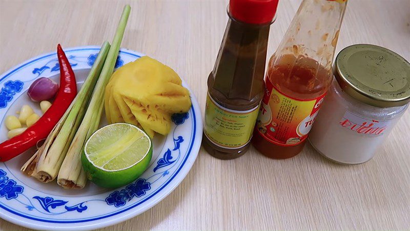 Ingredients for dipping sauce with boiled meat