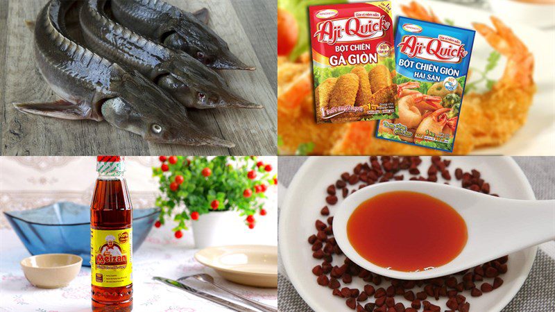 Ingredients for deep-fried sturgeon dish