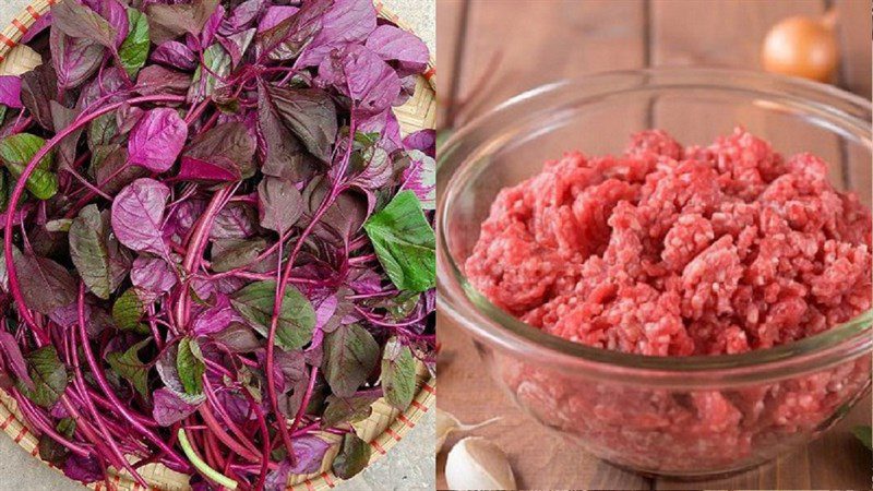 Ingredients for minced pork amaranth soup