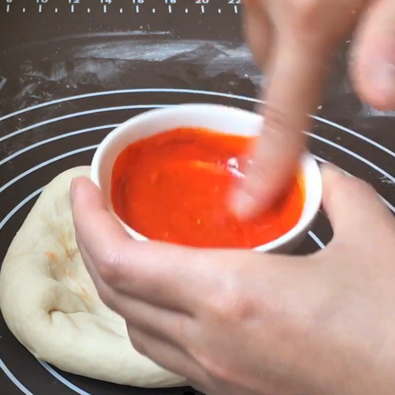 Step 2 Knead the dough and color it for Tangerine buns