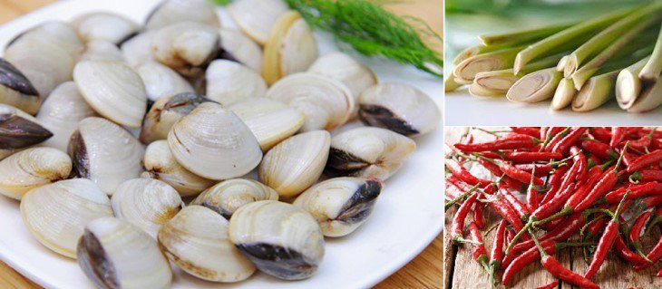 Ingredients for stir-fried clams