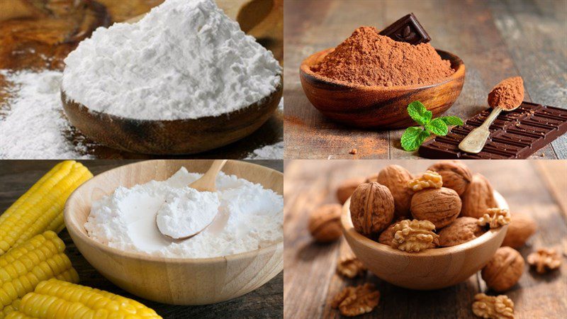 Ingredients for chocolate cookies without flour