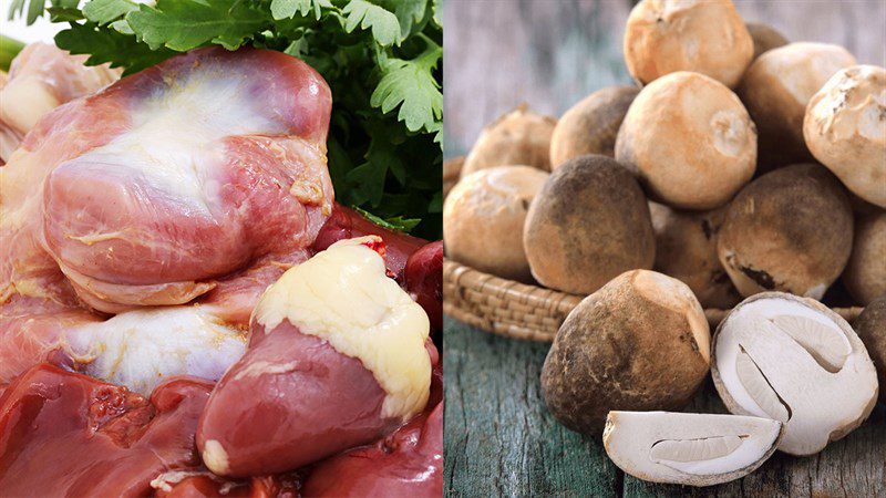 Ingredients for stir-fried chicken intestines with straw mushrooms