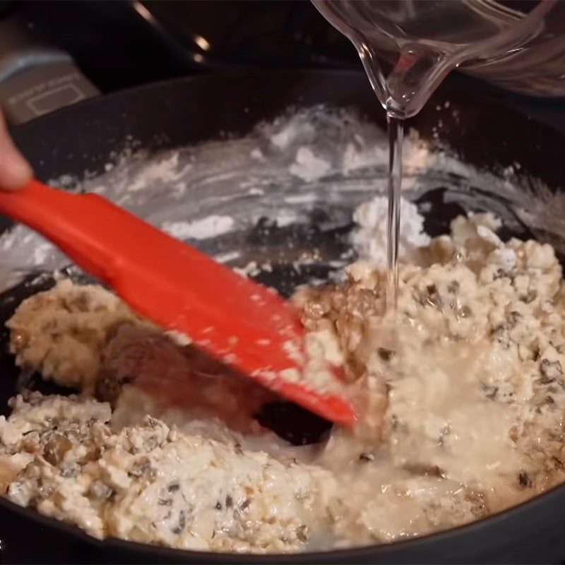 Step 2 Stir the tofu brain mixture Fried Tofu Brains