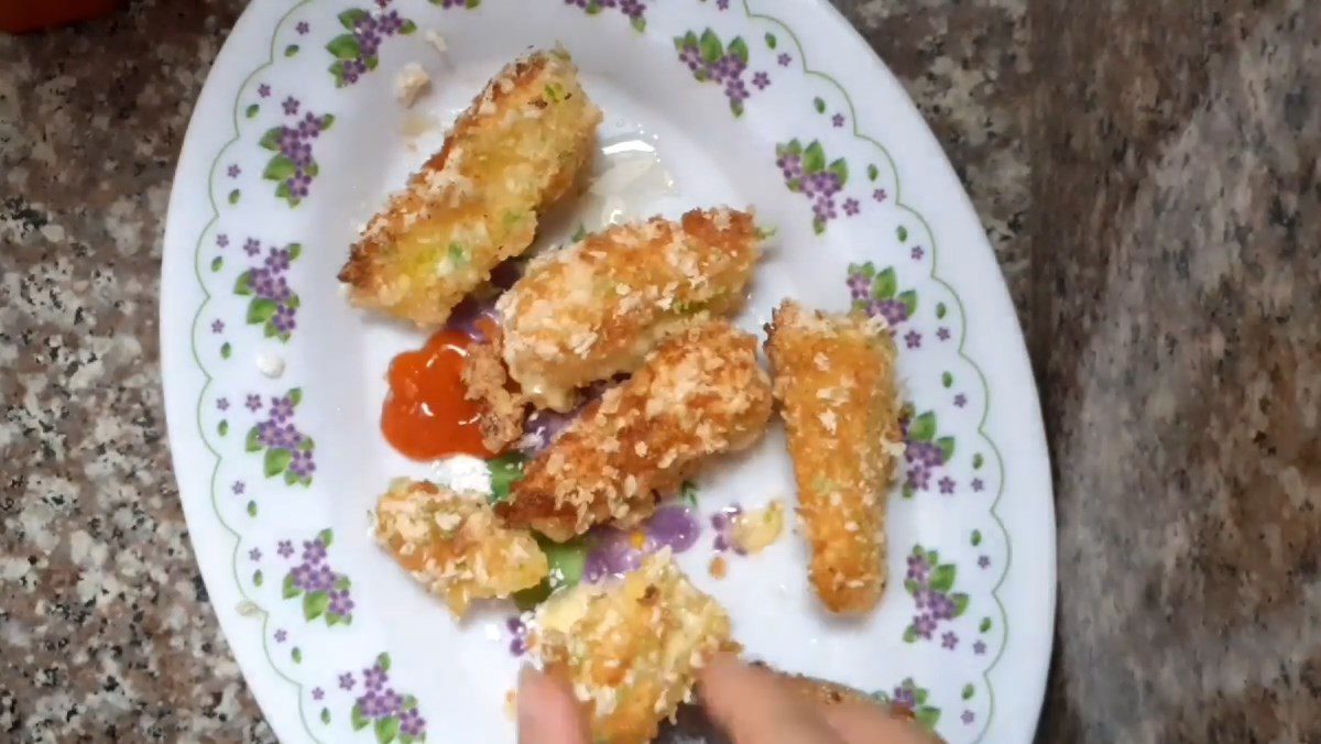 Fried Laughing Cow cheese with corn flour