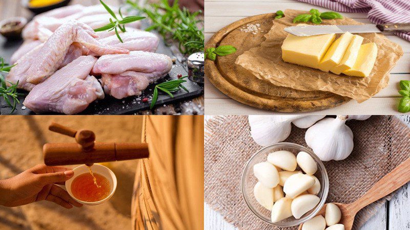 Ingredients for fried chicken wings with fish sauce