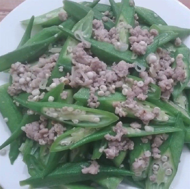 Step 3 Final Product Stir-fried okra with minced meat