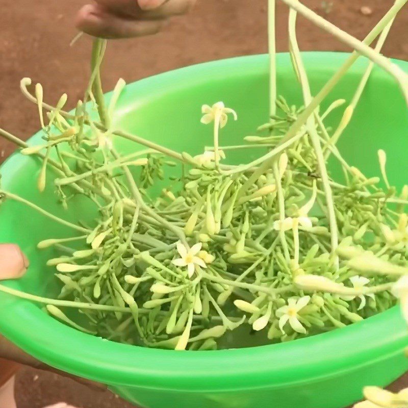 Step 1 Prepare papaya flowers Stir-fried male papaya flowers with beef