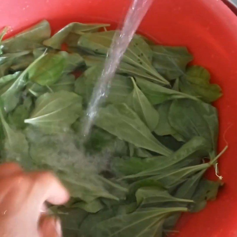 Step 2 Prepare plantain leaves for dried shrimp soup