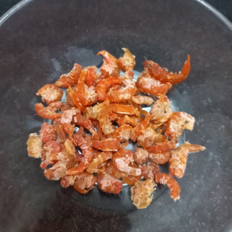 Step 2 Prepare and pound the dried shrimp for Shrimp and Bok Choy Soup