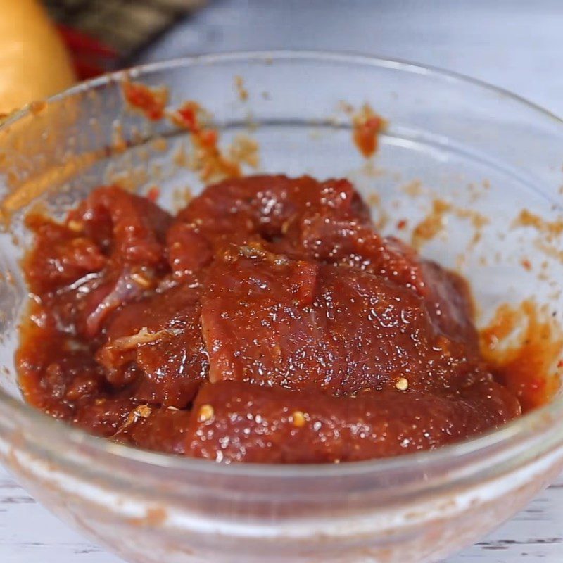 Step 1 Prepare and marinate beef Cheese steak sandwich