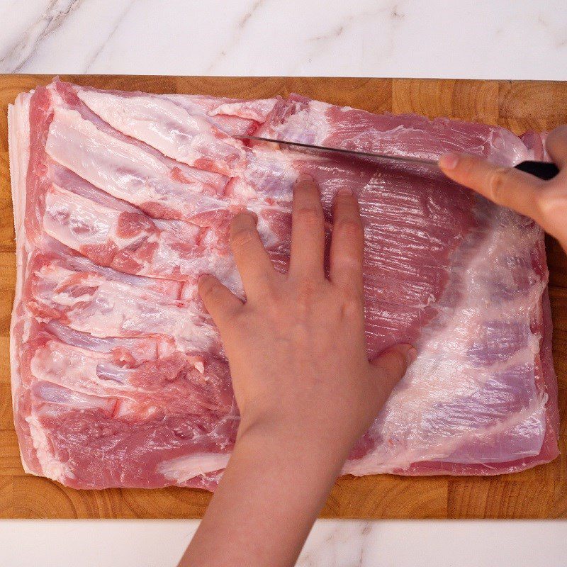 Step 2 Prepare and marinate the pork for Grilled Pork with Mac Mat Leaves