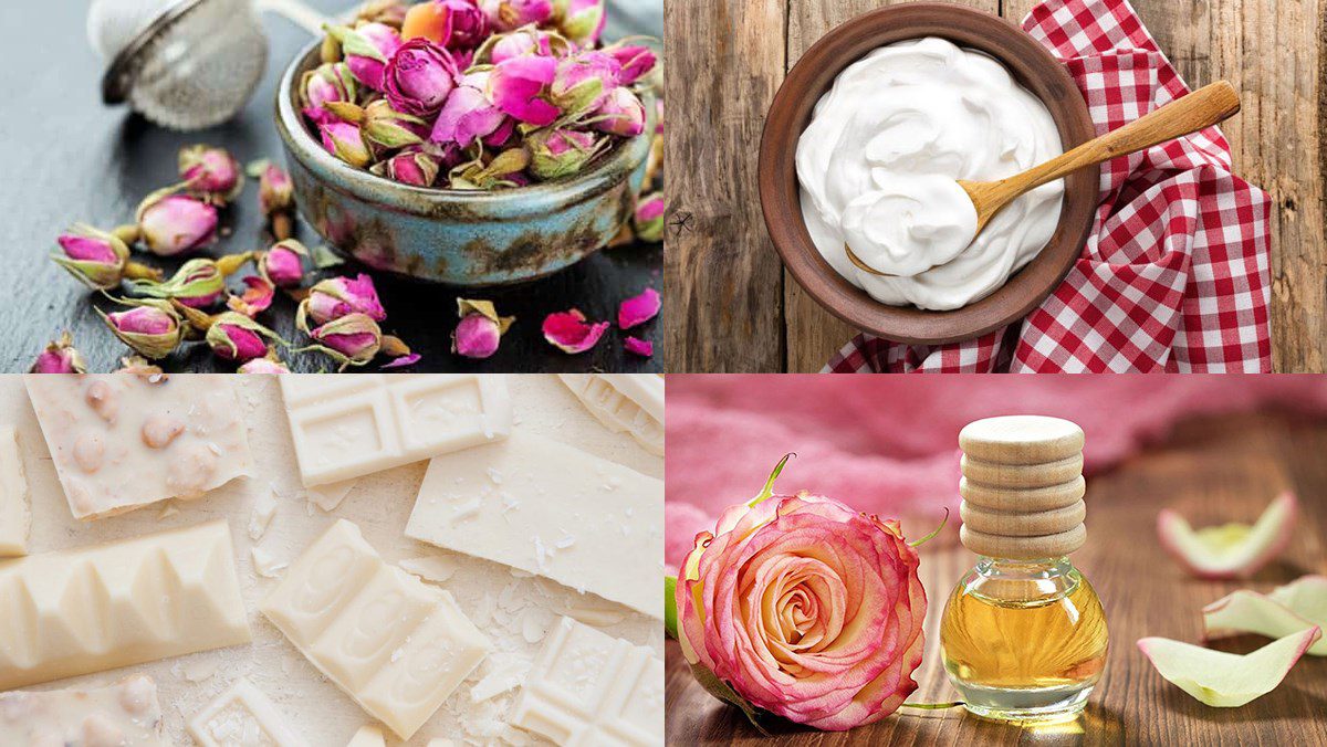 Ingredients for the recipe of rose chocolate candy