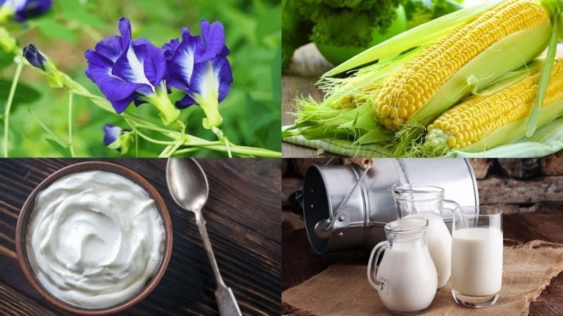 Ingredients for butterfly pea flower yogurt