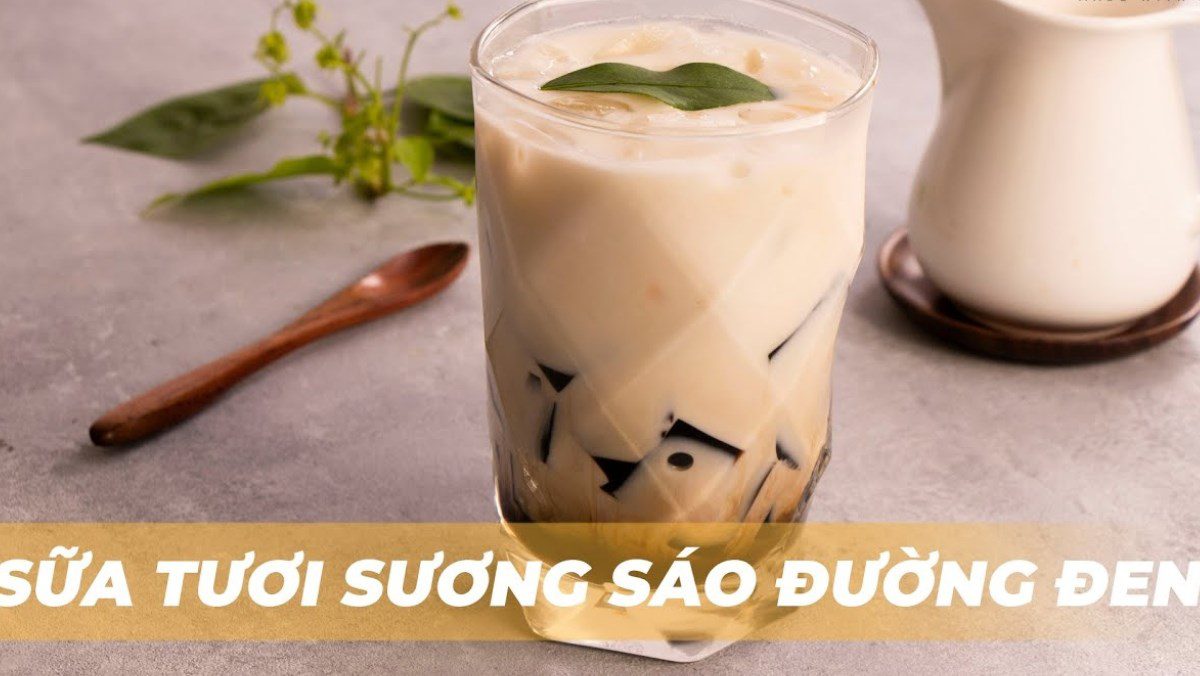 Fresh Milk Grass Jelly with Brown Sugar