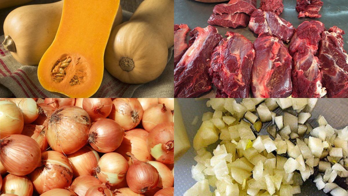 Ingredients for pumpkin beef soup