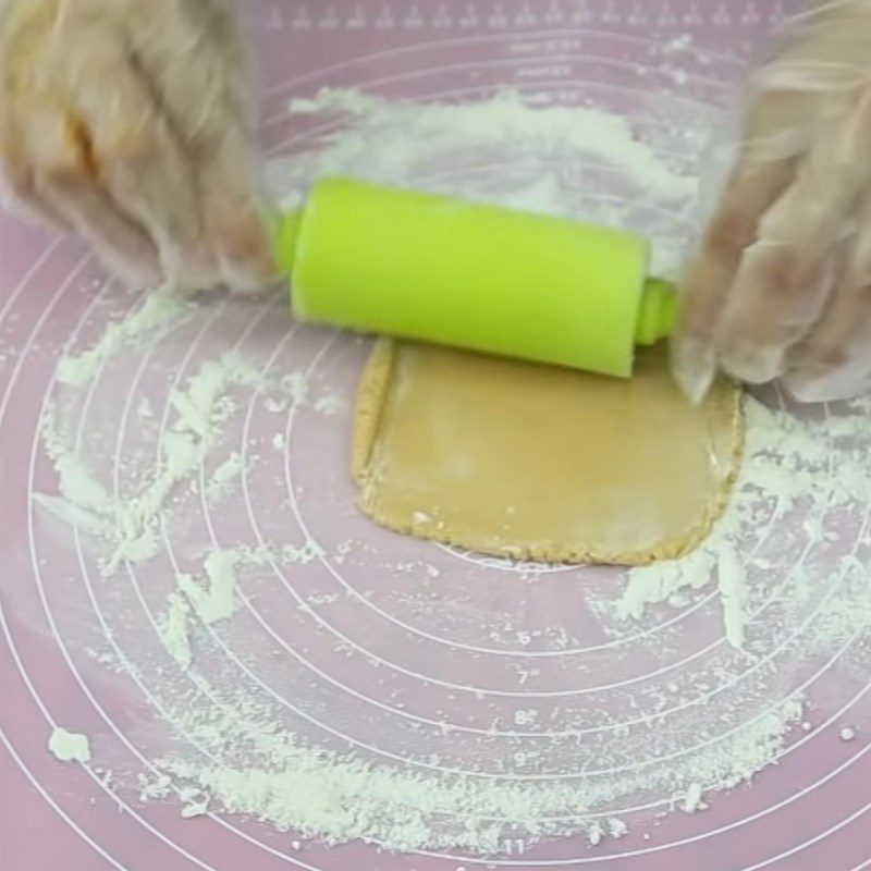 Step 4 Shaping the cake Mooncake with mixed filling