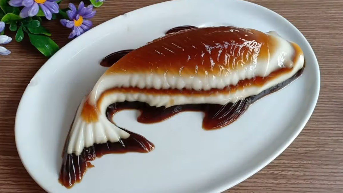 Coffee jelly shaped like carp