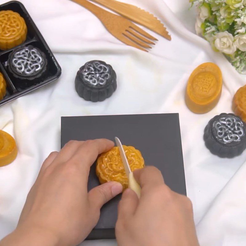 Step 7 Final Product Mooncake with salted egg yolk made in an air fryer