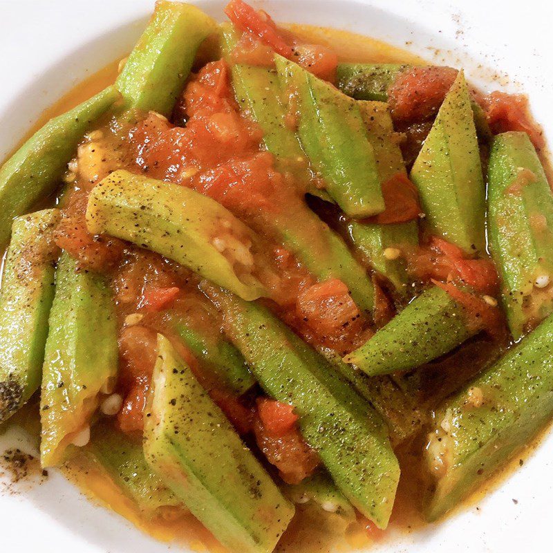 Step 4 Final Product Stir-fried okra with tomatoes