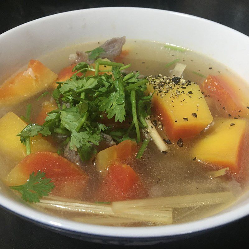 Step 4 Finished Product Beef tendon stewed with papaya