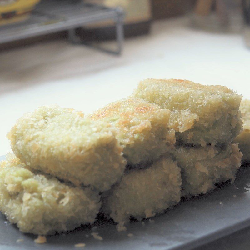 Step 6 Final Product Fried Fresh Milk Cake with Green Tea Flavor