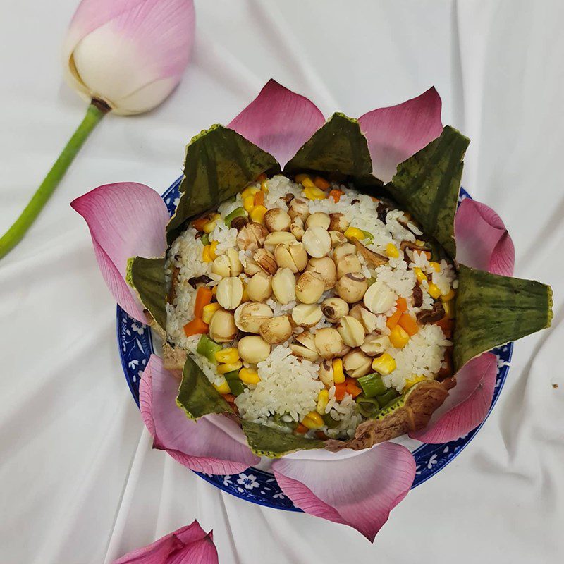 Step 4 Final Product Vegetarian Lotus Leaf Rice (Recipe shared by users)