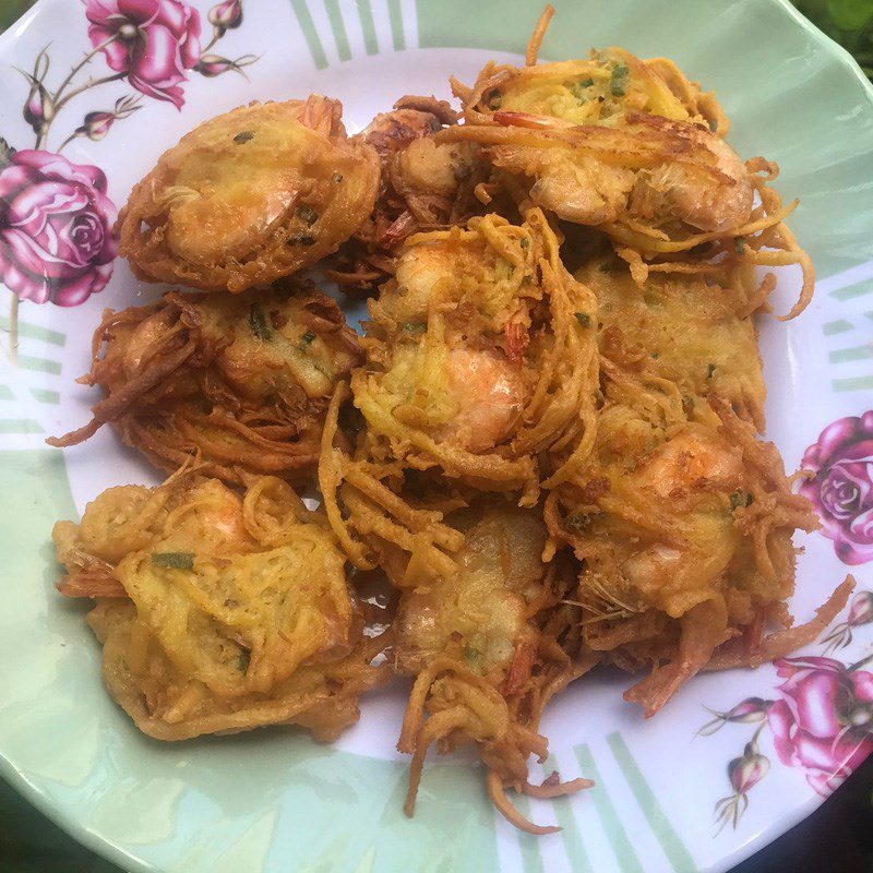 Step 4 Final product Sweet potato shrimp pancakes