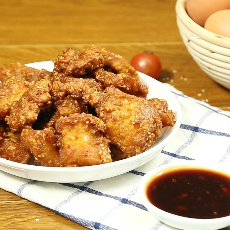 Step 5 Finished product of fried pork belly with sesame