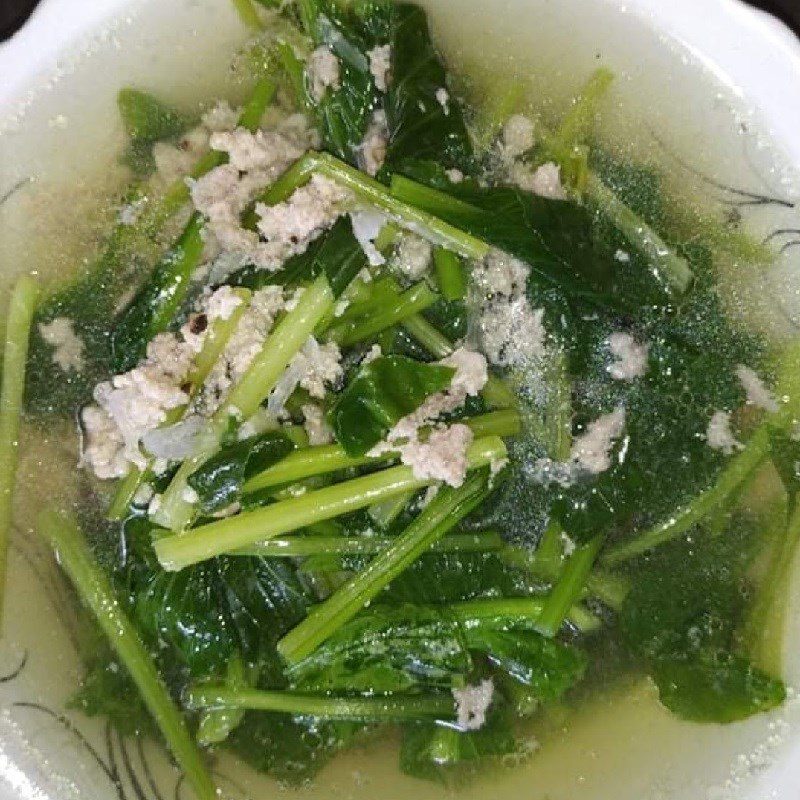 Step 4 Final Product Sweet mustard greens soup with minced meat