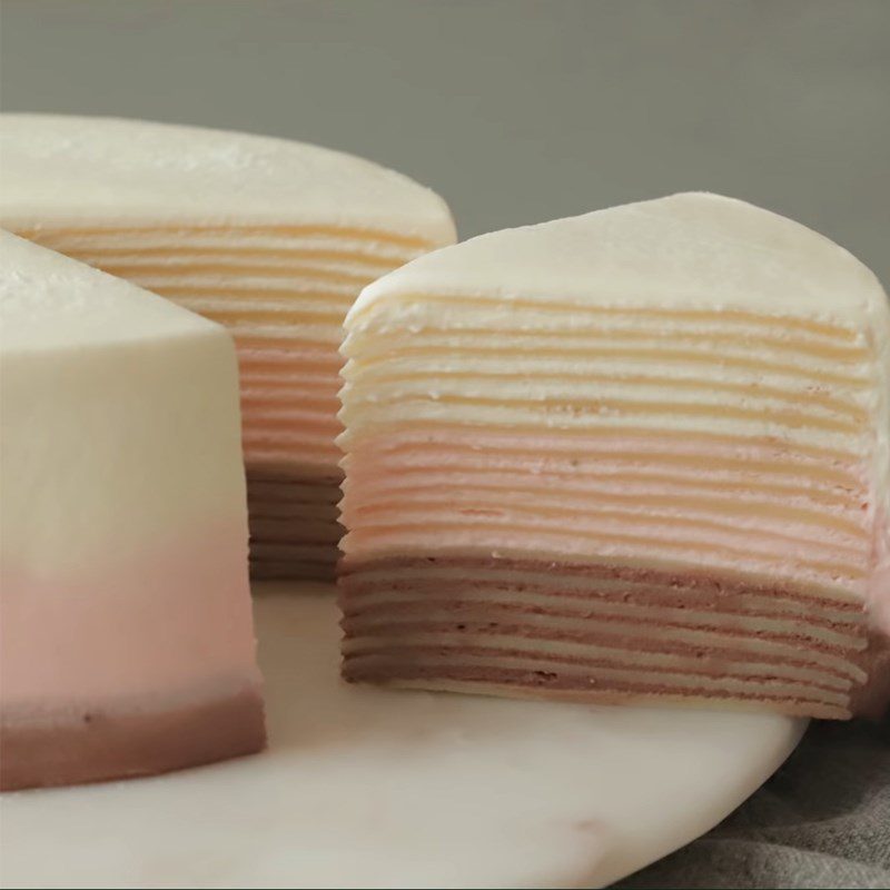 Step 8 Final product Neapolitan layered crepe cake