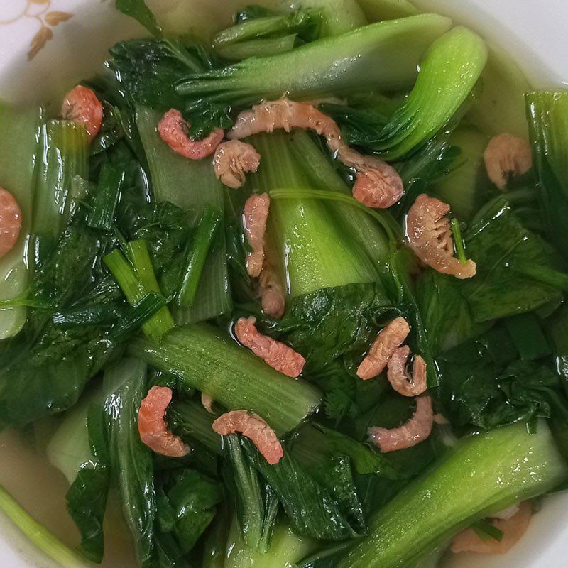 Step 4 Finished product Bok choy soup with dried shrimp