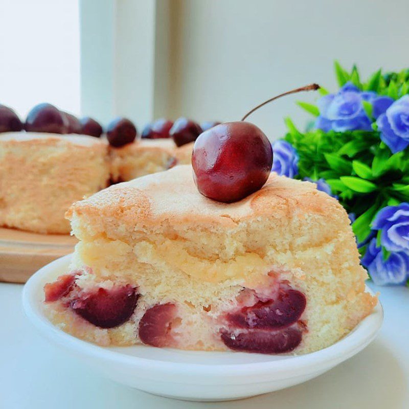 Step 4 Final product Cherry sponge cake