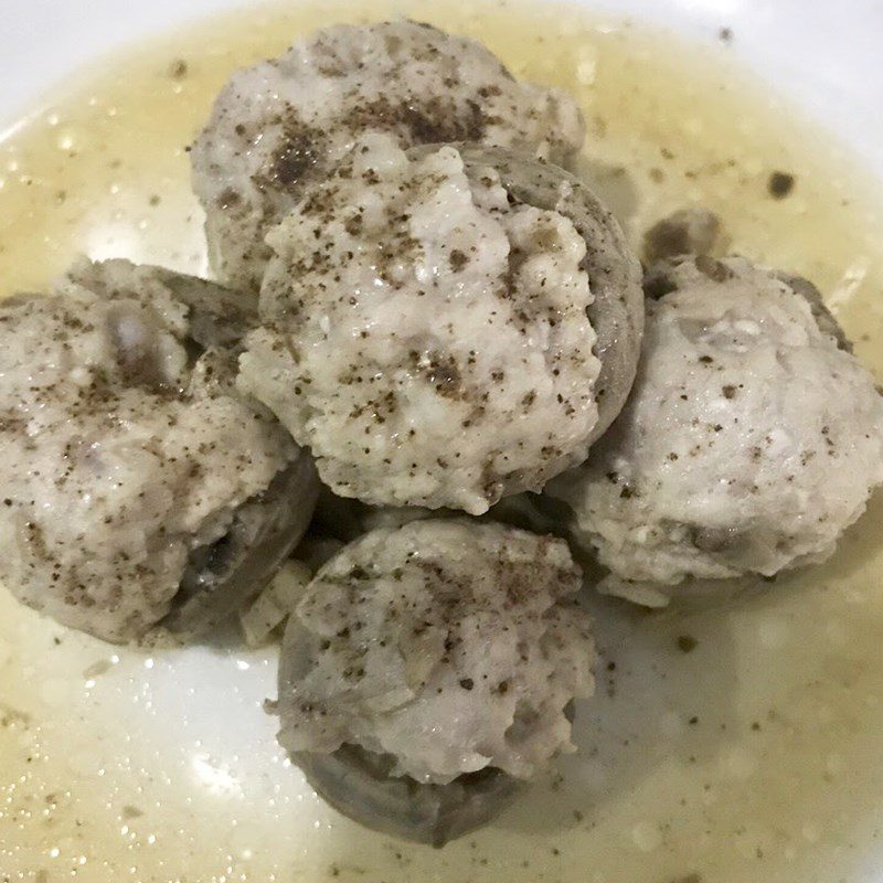 Step 4 Final Product Stuffed oyster mushrooms braised with meat