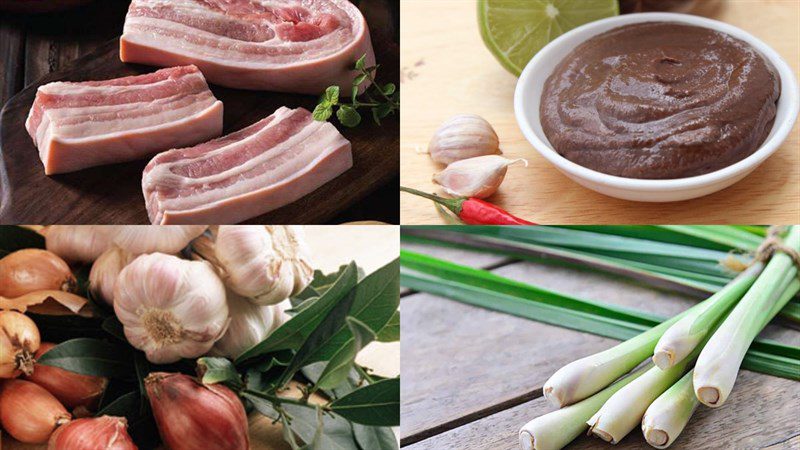 Ingredients for braised pork with fermented shrimp paste